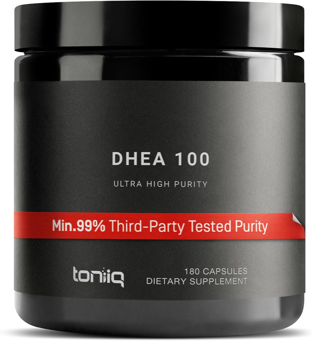 Toniiq Ultra High Strength DHEA 100mg - Suplemento de DHEA Micronizado de Alta Pureza - 180 Cápsulas