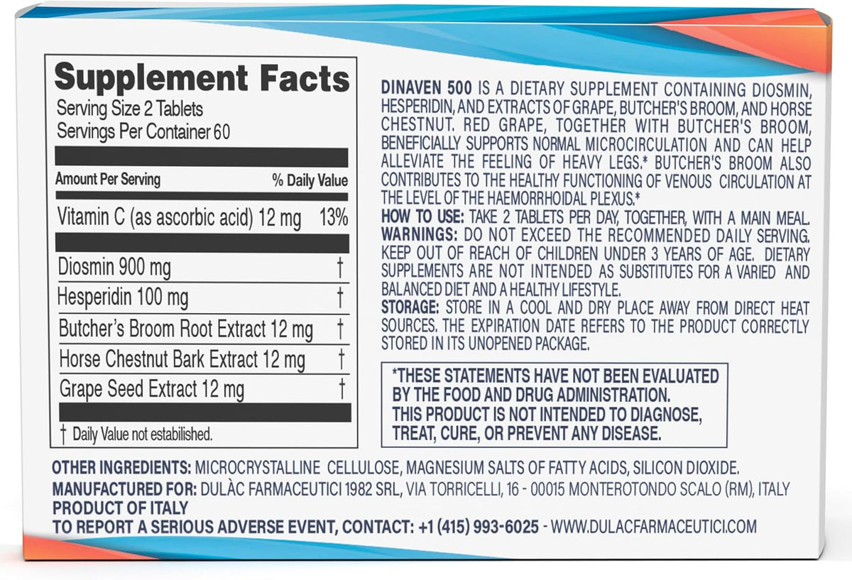 Dulac Dinaven 500 - Suplemento Dietético con – Hesperidina (100 mg por dosis): Complementa la acción de la – Image 2