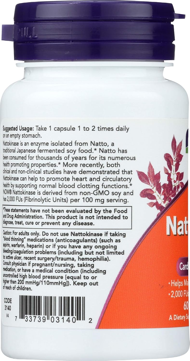 NOW Foods Nattokinasa 100 mg, 60 Cápsulas