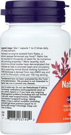 NOW Foods Nattokinasa 100 mg, 60 Cápsulas