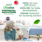 Lifeable Multivitamínico Postnatal con Hierro, Colina y Yodo | Vitaminas Postnatales para Mujeres en Lactancia | Gomitas Vegetarianas No-GMO | 90 Gomitas