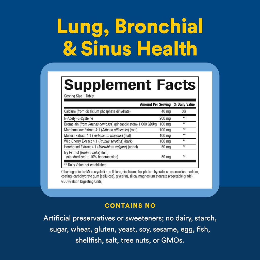 Salud Pulmonar, Bronquial y Sinusal de Natural Factors, Suplemento Natural para la Salud Respiratoria, 45 comprimidos