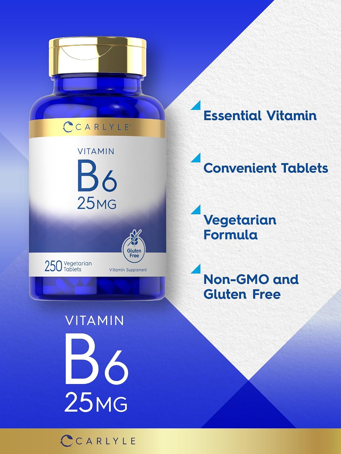 Carlyle Vitamina B6 25 mg | 250 Comprimidos | Clorhidrato de Piridoxina