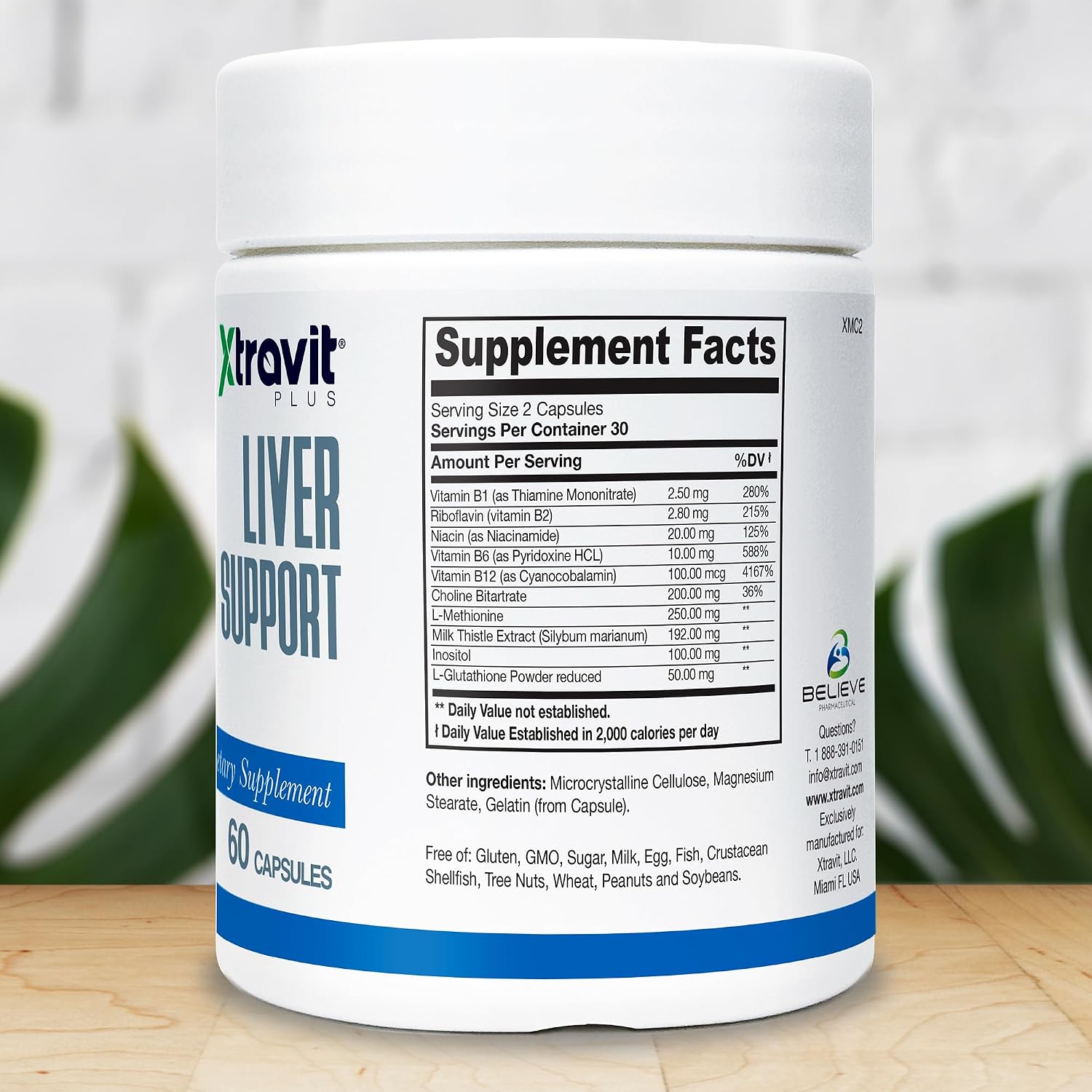 Xtravit Liver Support – Suplemento de Apoyo Hepático con Cardo Mariano y Vitaminas B, 60 Cápsulas