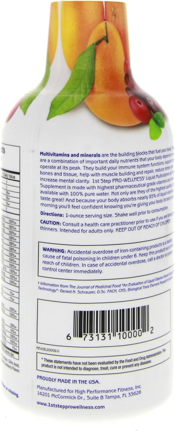 1st Step Pro-Wellness Suplemento Líquido Multivitamínico y Mineral, Sabor Cítricos, Pack de 2 Botellas de 16 oz