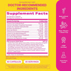 Pink Stork Suplemento PMS para Mujeres - con Vitex, Ashwagandha, Maca y 10 Vitaminas y Minerales - 60 Cápsulas