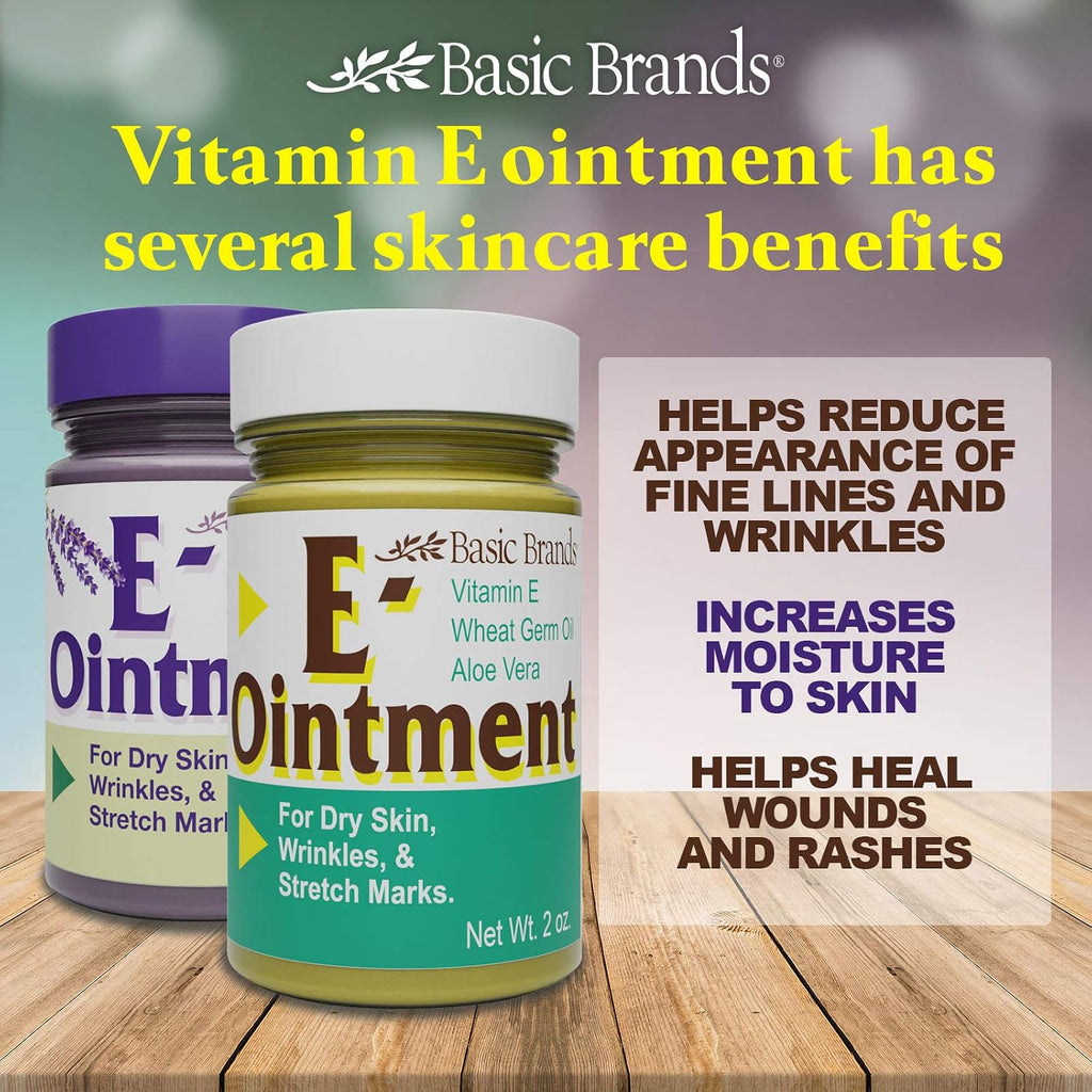 Basic Organics Vitamin E Ointment, 2 oz, Original (3 Pack)