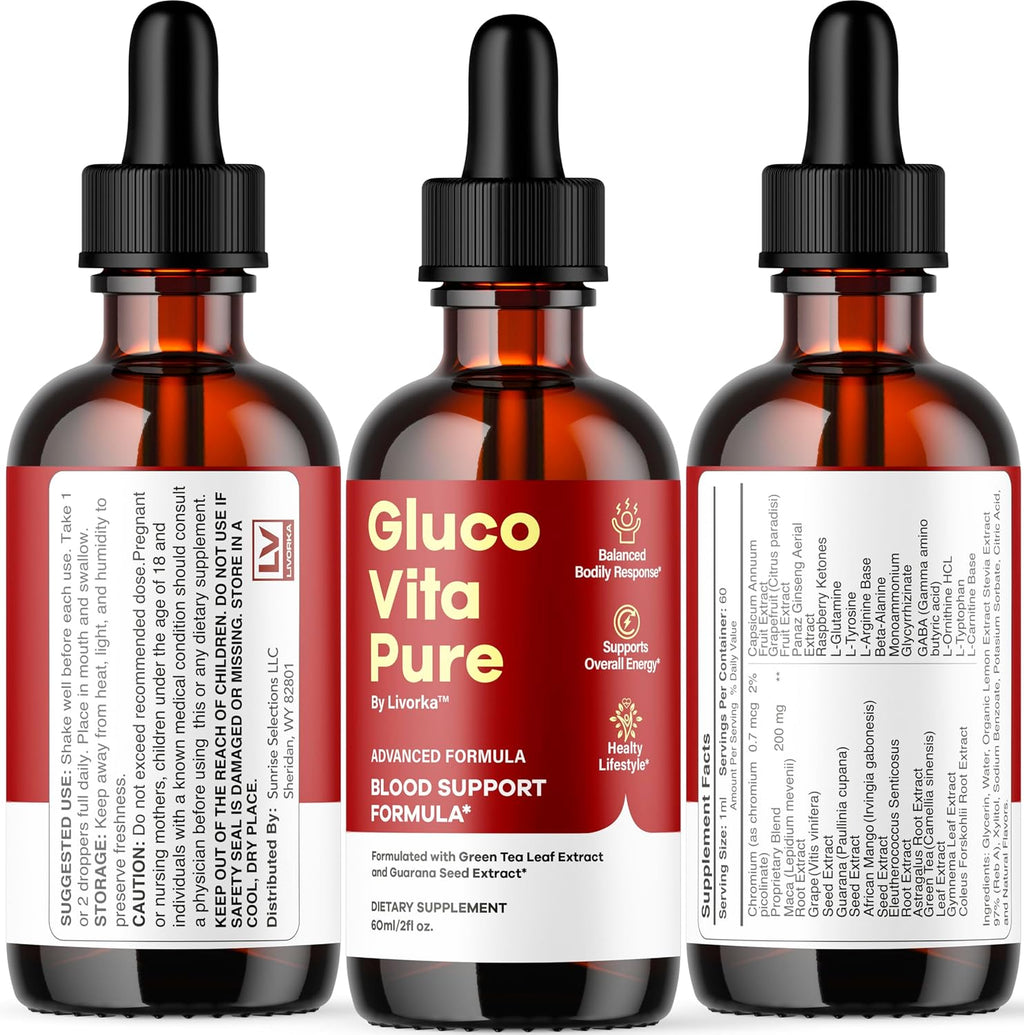Glucovita Pure Gotas - Complemento Alimenticio Natural (3 Paquetes)