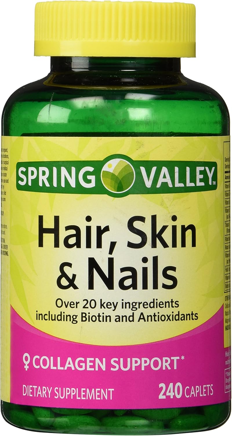 Spring Valley Hair, Skin & Nails Biotina-Colágeno-Gelatina 240 Comprimidos