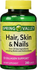 Spring Valley Hair, Skin & Nails Biotina-Colágeno-Gelatina 240 Comprimidos