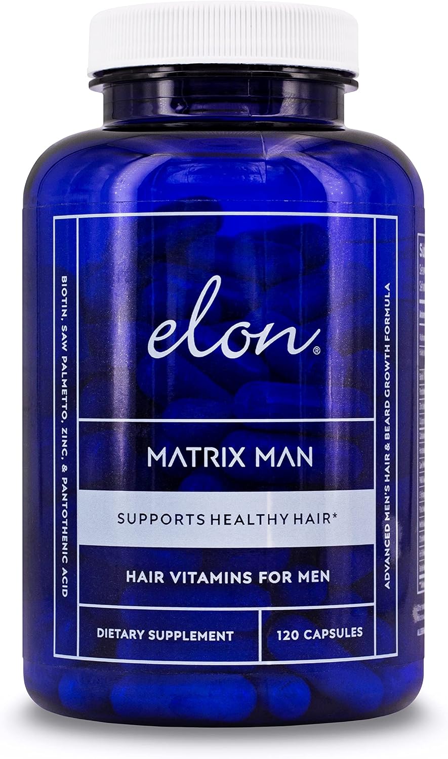 Elon Matrix Man - Vitaminas para el Crecimiento del Cabello en Hombres con Saw Palmetto y Biotina - 120 Cápsulas (60 Días)