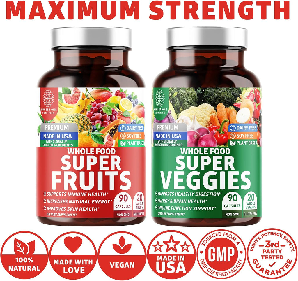 N1N Premium Super Fruits & Veggies - 180 Cápsulas - Superalimento de Frutas y Verduras con Aloe Vera
