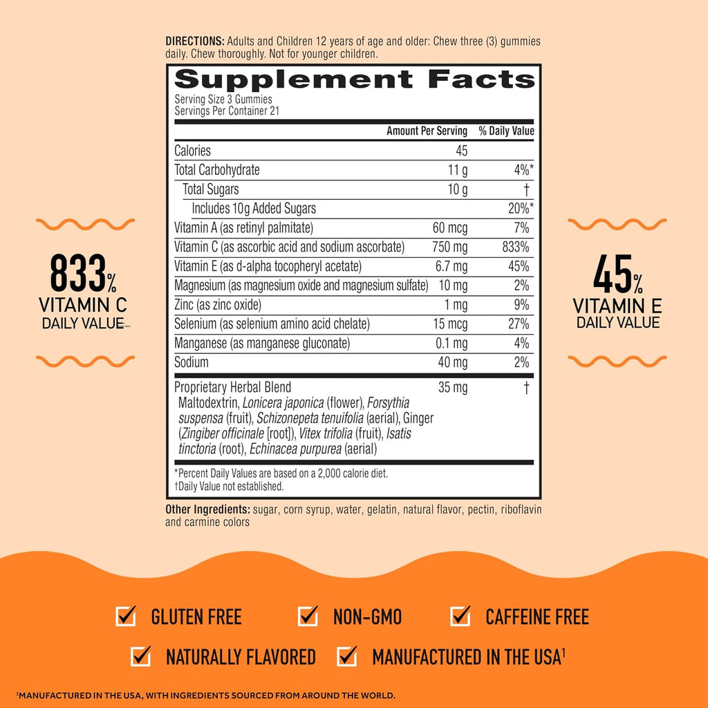 Airborne 750mg Vitamina C Gominolas - 126 Gominolas, Sabor Frutas Variadas