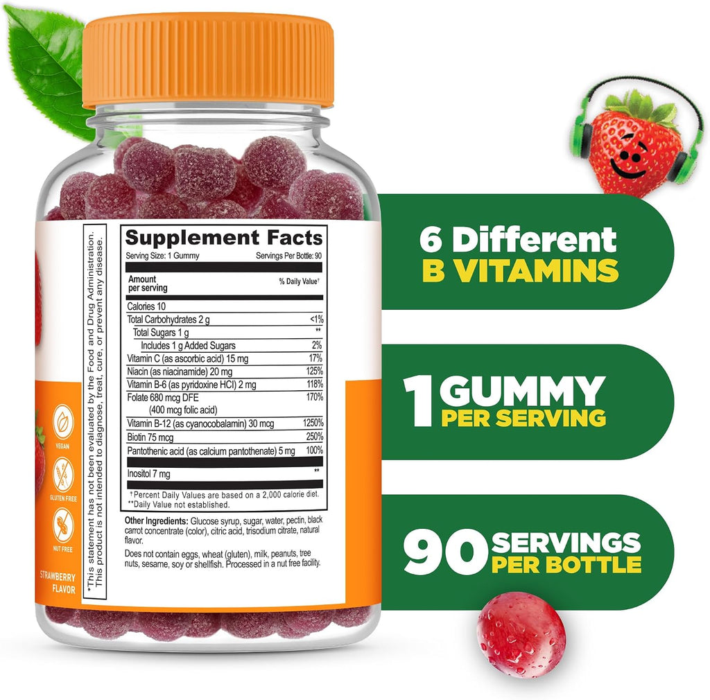 Lifeable Complejo B para Niños con Vitamina C - Gominolas Veganas de Vitaminas B - 90 Gominolas