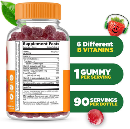 Lifeable Complejo B para Niños con Vitamina – Sistema nervioso: La vitamina B6 y B12, junto con el ácido fólico, – Image 2