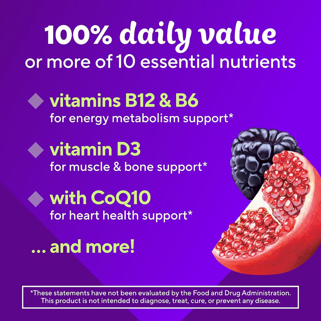 Vitafusion Power+ Multivitamínico para hombres con CoQ10 - Sabor a arándano y granada