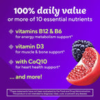 Vitafusion Power+ Multivitamínico para hombres con CoQ10 - Sabor a arándano y granada