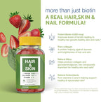 Noor Vitamins Halal Hair Vitamins – Biotina, Colágeno, Sílice, Vitamina C y E – Gominolas de Fresa Natural – 90 unidades