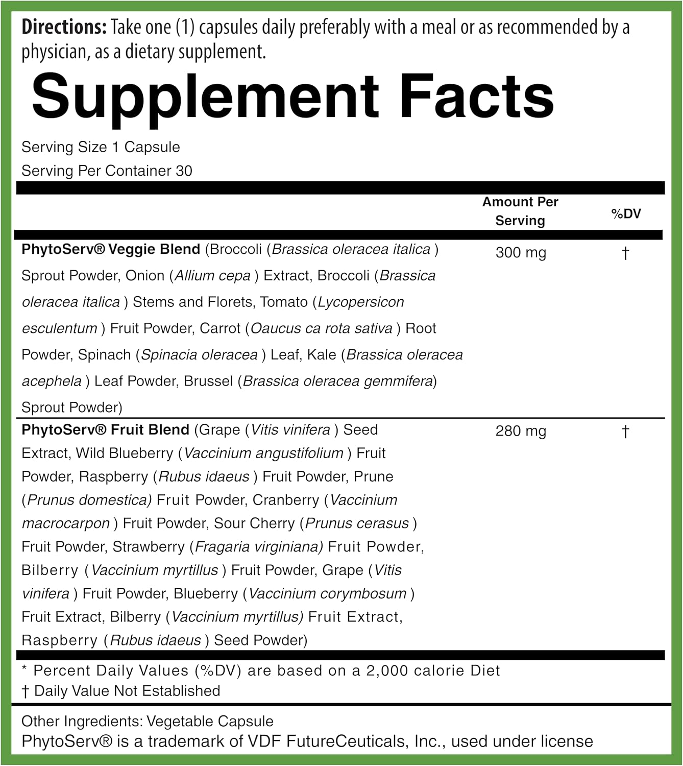 PURE® Greens & Reds Cápsulas - 30 Servicios - 9 Raciones Diarias de Frutas y Verduras en 1 Cápsula - Mezcla de Superalimentos PhytoServ® con Brócoli, Kale y Bayas - Escudo Fitonutriente de Base Vegetal