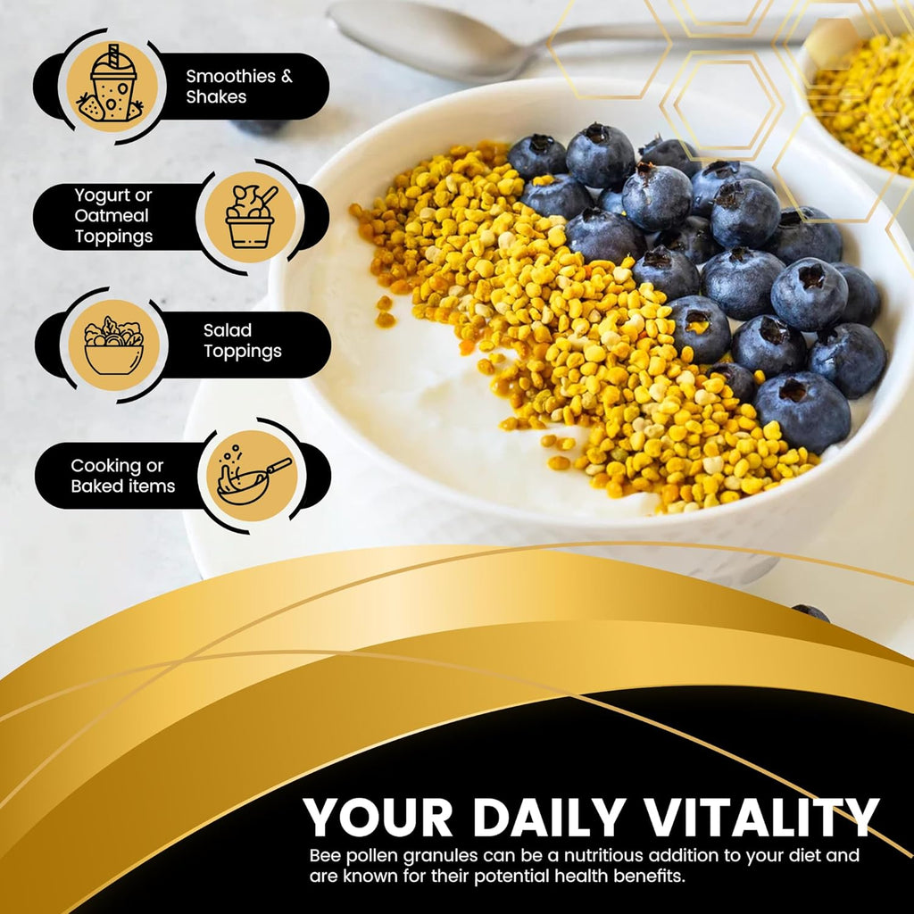 Gránulos de Polen de Abeja, 1 Libra (454 g) - Superalimento Keto con Proteínas, Vitaminas y Minerales