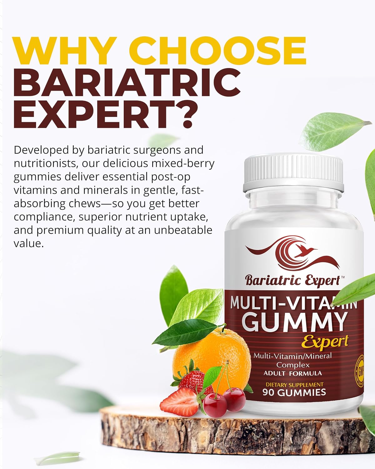 Bariatric Expert Multivitamin Gummies – Gominolas multivitamínicas de fusión rápida para adultos post-cirugía bariátrica, 90 unidades