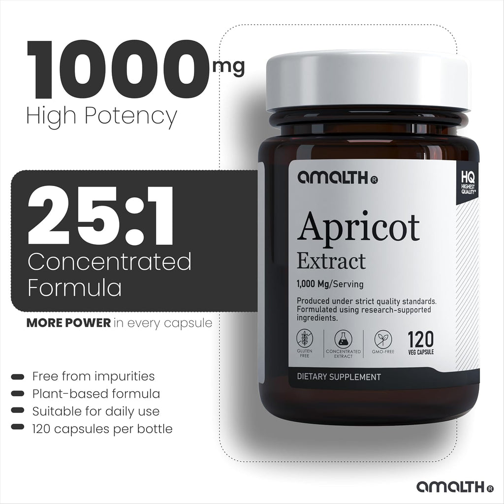 AMALTH Extracto de Albaricoque 25:1 - 120 Cápsulas Veganas (500mg por cápsula)