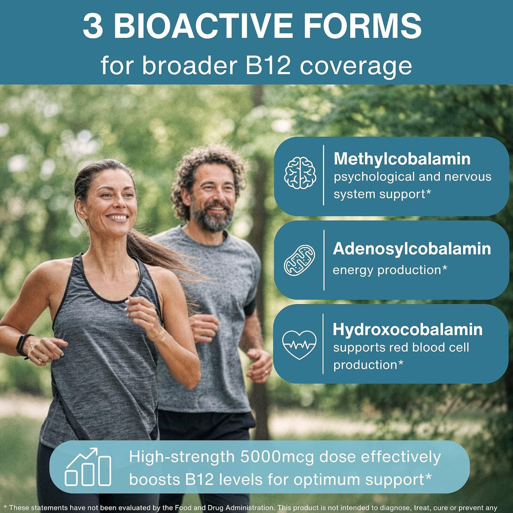 Igennus Triple Complejo de Vitamina B12 5000mcg Spray Sublingual, Metilcobalamina, Adenosilcobalamina e Hidroxocobalamina, 45 Servicios, Vegano