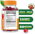 Lifeable Kids Vitamin D3 K2 Gummies - 500 UI D3 + 100 mcg K2 - 60 Gominolas