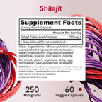 Jarrow Formulas Shilajit 250 mg, Complejo de Ácido Fúlvico, 60 Cápsulas Vegetales