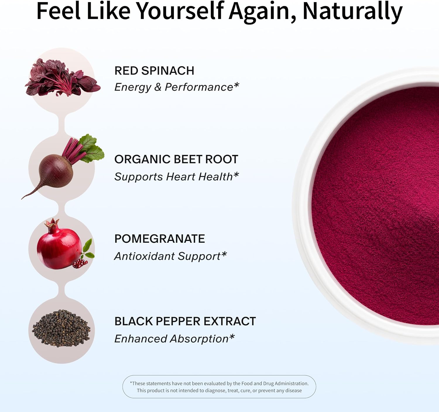 Snap Supplements Remolacha Orgánica en Polvo - Potenciador de Óxido Nítrico con Granada y Espinaca Roja - Sin Cafeína - 30 Servicios