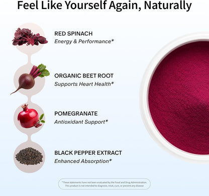 Snap Supplements Remolacha Orgánica en Polvo – Espinaca roja : aporta nitratos adicionales y nutrientes como – Image 3