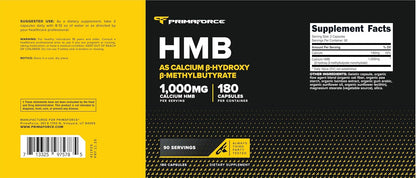 Primaforce HMB (Beta-Hidroxi Beta-Metilbutirato) 1000 mg, 180 Cápsulas - Sin Gluten y No Transgénico – Image 5