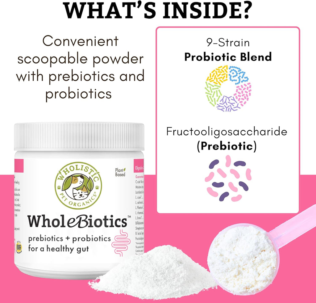 WholeBiotics - Probióticos para Perros y Gatos - 9 Cepas - 85 Dosis - 85 g