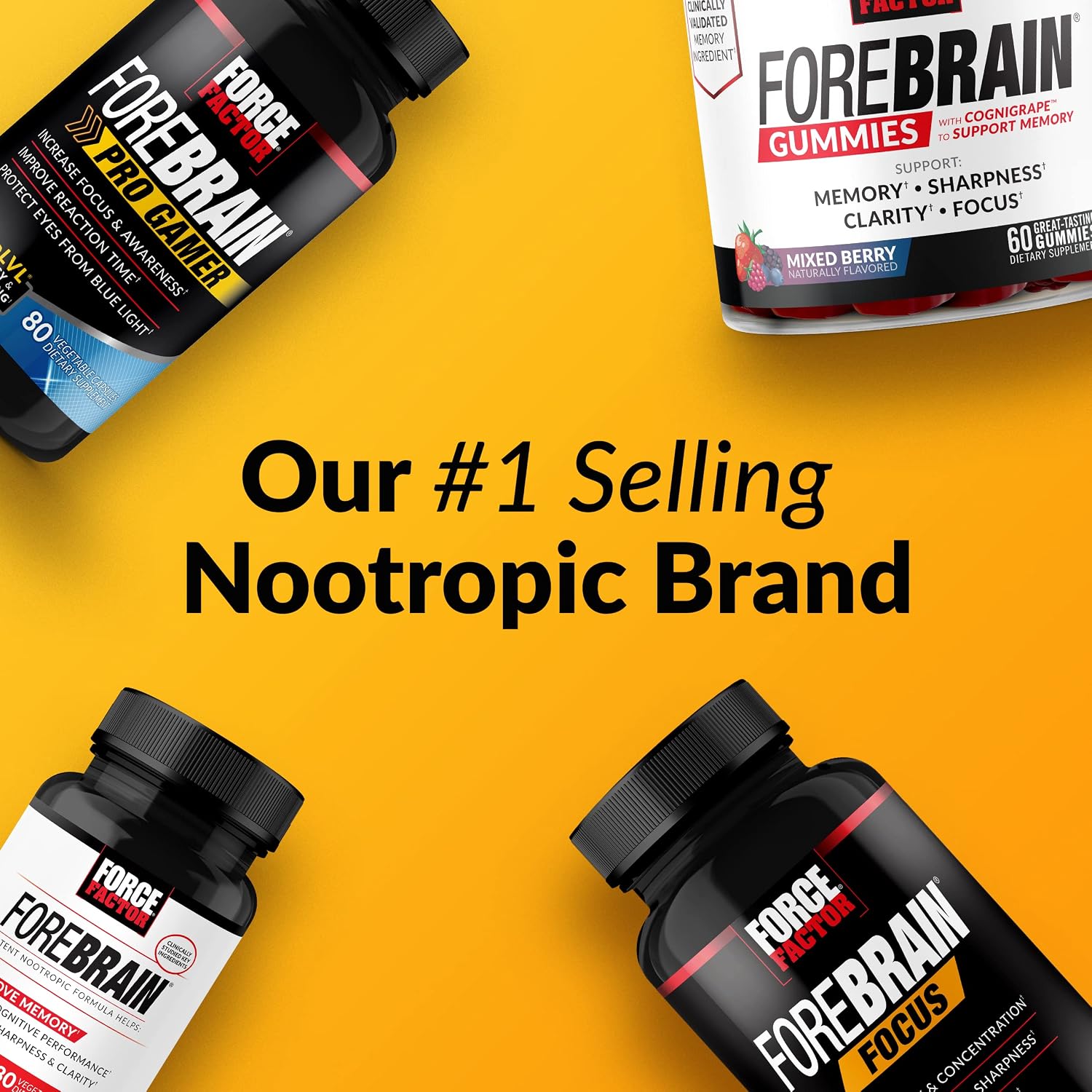 Force Factor Forebrain Focus - Suplemento para la Concentración y Memoria, 180 Cápsulas