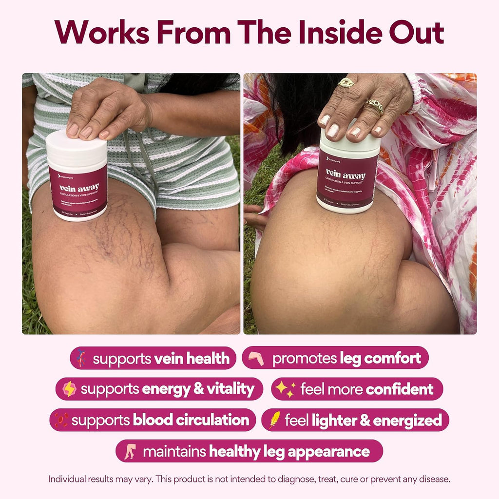 VoomVaya Vein Away – Suplemento para la Circulación y Salud Venosa con Diosmina y Hesperidina (60 Cápsulas)