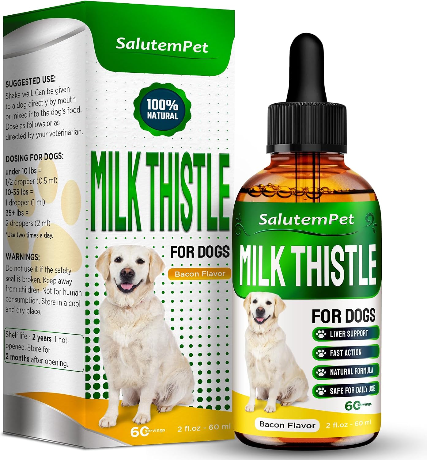 Cardo Mariano para Perros - Suplemento Hepático Natural - Sabor Bacon - 60 ml