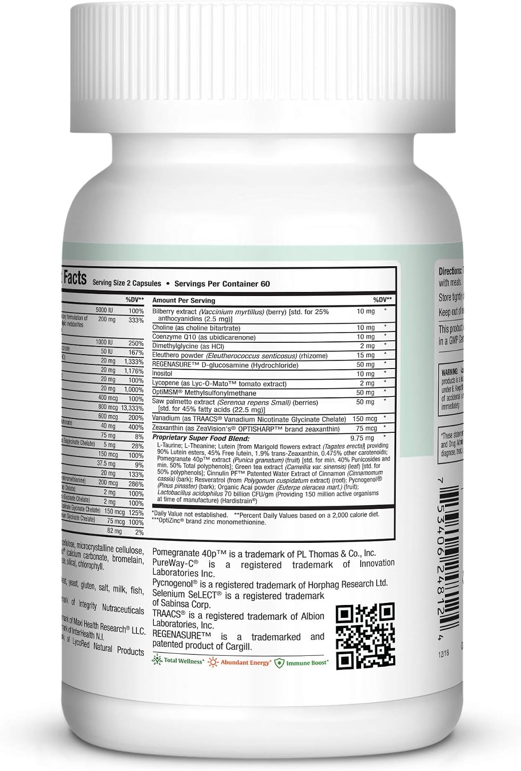 Multivitamin 50 Plus – Daily Multivitamin for Women Over 50 with Vitamin B12, A, D, C, Zinc, Magnesium & More – Energy, Immune & Heart Support – Non-GMO (120 Tablets)