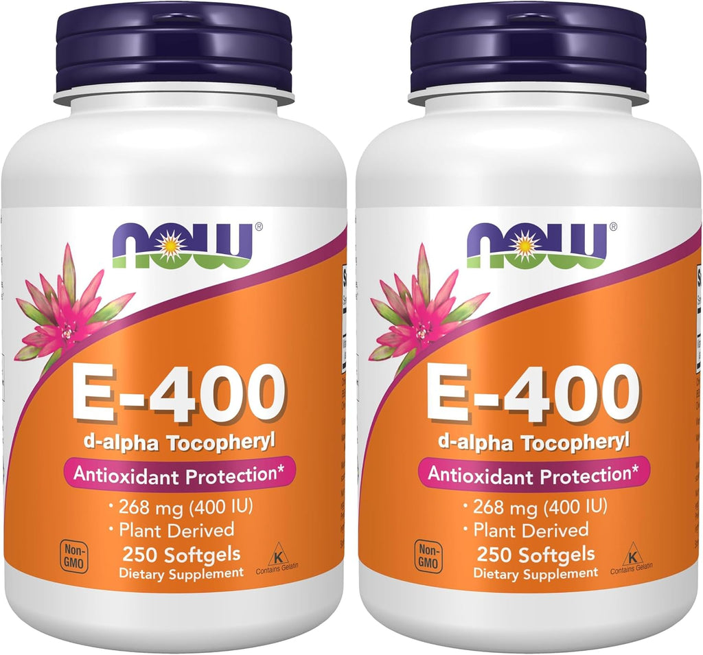 NOW® Vitamina E 400 UI, d-Alfa Tocoferol, 100 Cápsulas Blandas