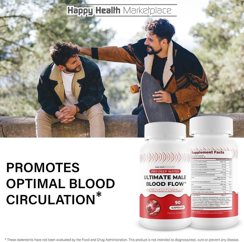 Pro Deep Water Ultimate Male Blood Flow - Fórmula Mejorada - Suplemento para el Flujo Sanguíneo Masculino