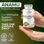 Anamu Orgánico 450 mg - Raíz de Petiveria Alliacea - 100 Cápsulas - Hallusa Natural
