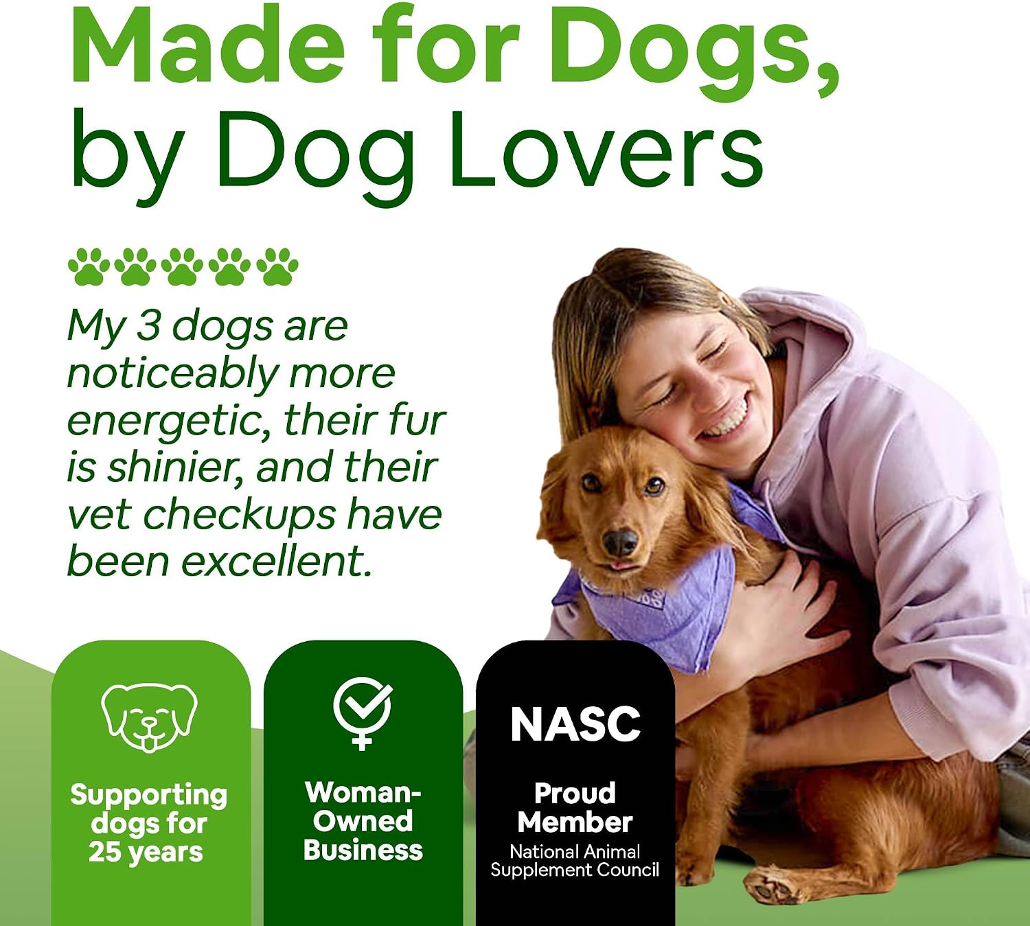 Dog Greens Suplemento Orgánico de Plantas para Perros - Salud de Piel, Pelaje, Digestiva e Inmunológica (12 oz, Paquete de 4)