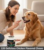 TummyWorks Probióticos para Perros - 120 Masticables Suaves para la Salud Digestiva, Intestinal, Inmunidad, Energía, Alergias, Piel y Pelaje - 10 Cepas, 5 mil millones de UFC con 6 Enzimas