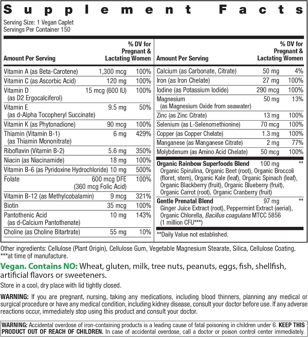 Rainbow Light Prenatal Multivitamin One + Probióticos - 150 Caplets