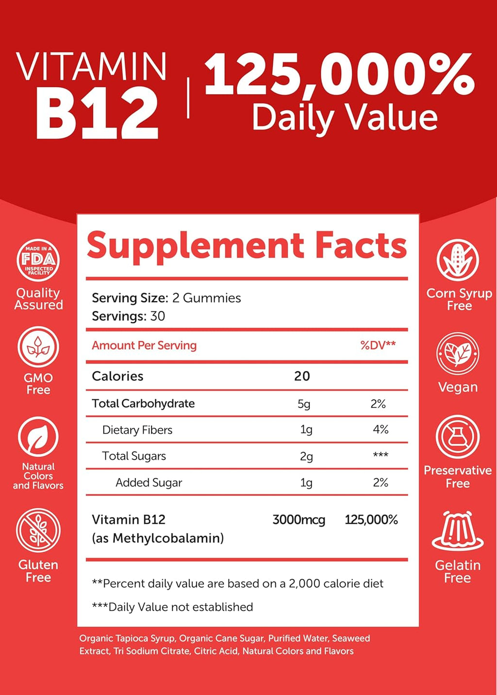 Lunakai Gominolas de Vitamina B12 3000mcg - Metilcobalamina para Energía y Metabolismo