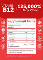 Lunakai Gominolas de Vitamina B12 3000mcg - Metilcobalamina para Energía y Metabolismo