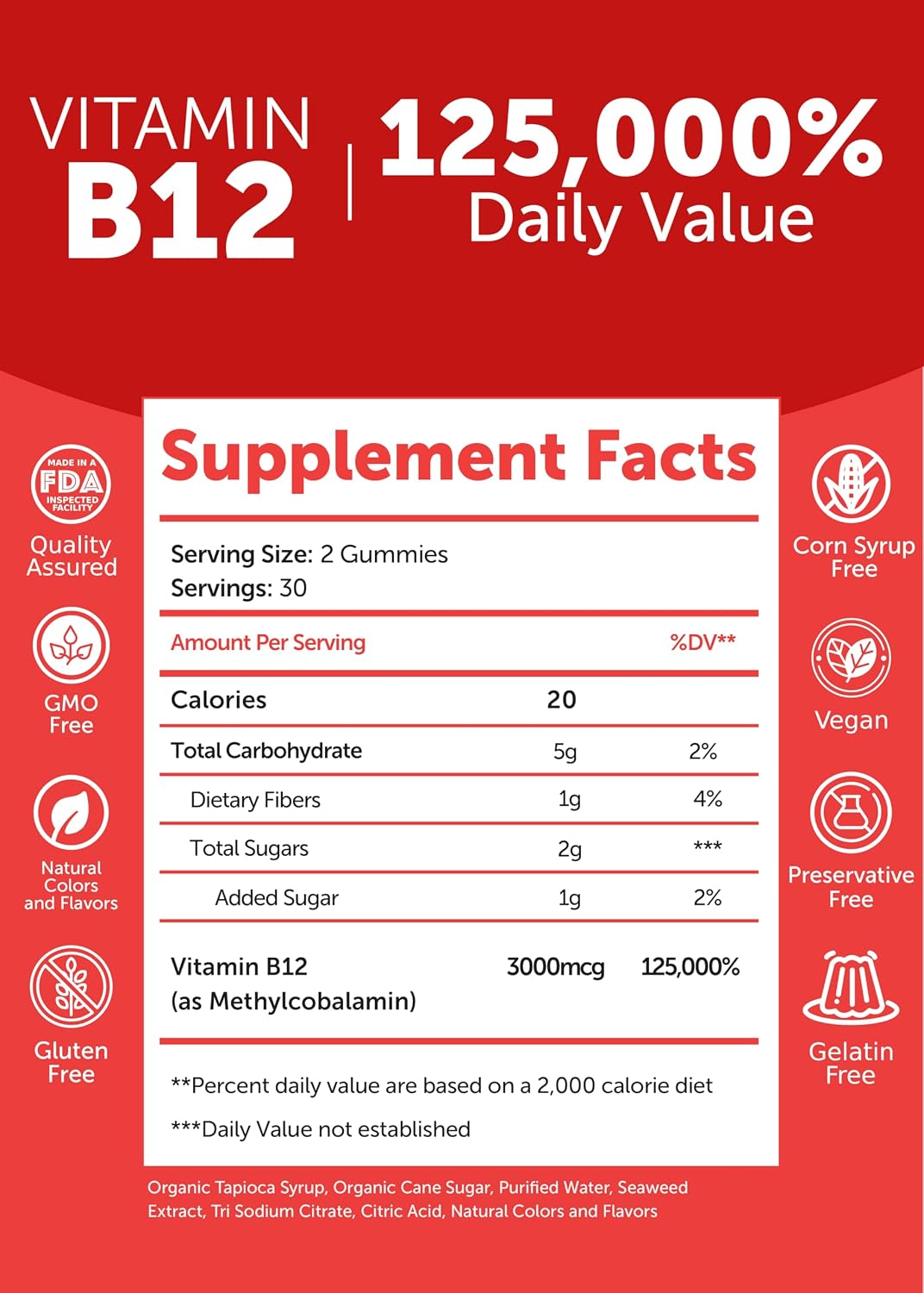 Lunakai Pack de Gominolas de Vitamina B12 y Multivitamínico para Mujer - 3000mcg Metilcobalamina de Alta Absorción - 16 Vitaminas y Minerales Esenciales - 30 Días de Suministro