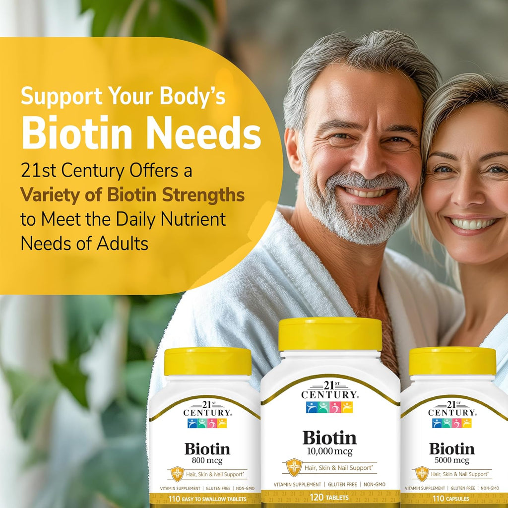 21st Century Biotina 10,000 mcg, 120 Comprimidos