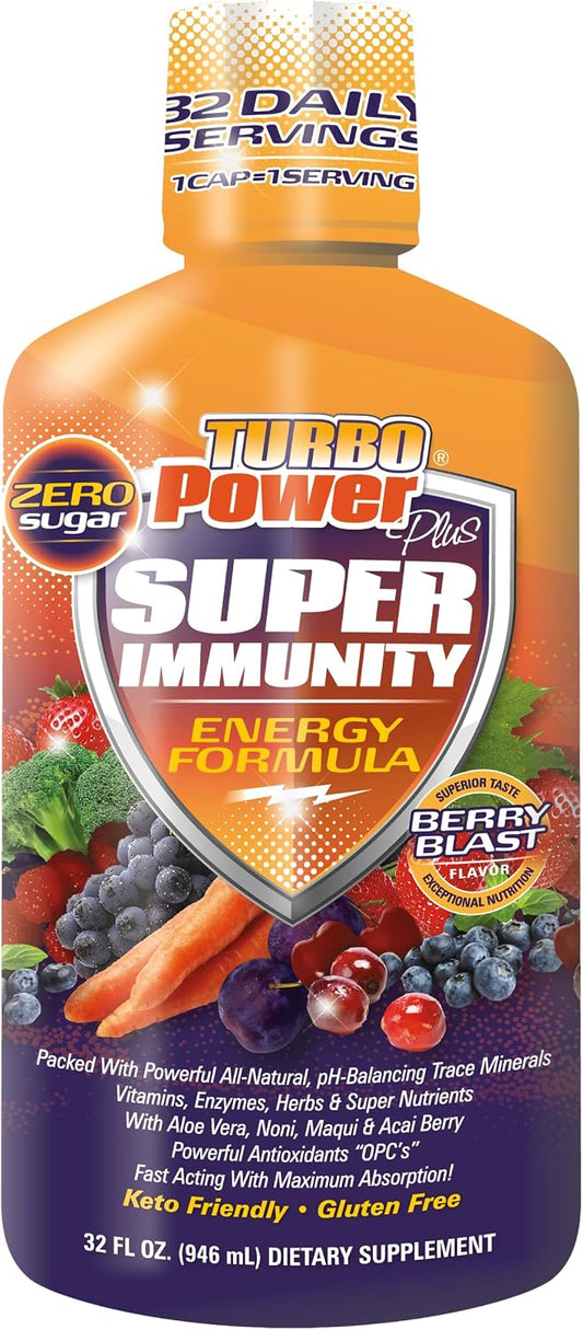 Liquid Vitamin Turbo Power Plus: 47 Vitaminas, Enzimas, Vitamina D3, A, C y Zinc | Multivitamínico Líquido