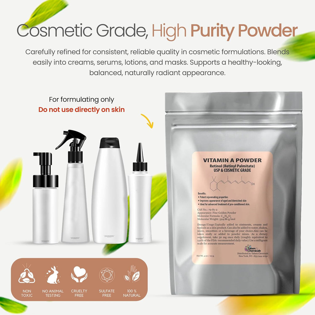 Polvo de Vitamina A (Retinil Palmitato) - 113 g - Grado Cosmético