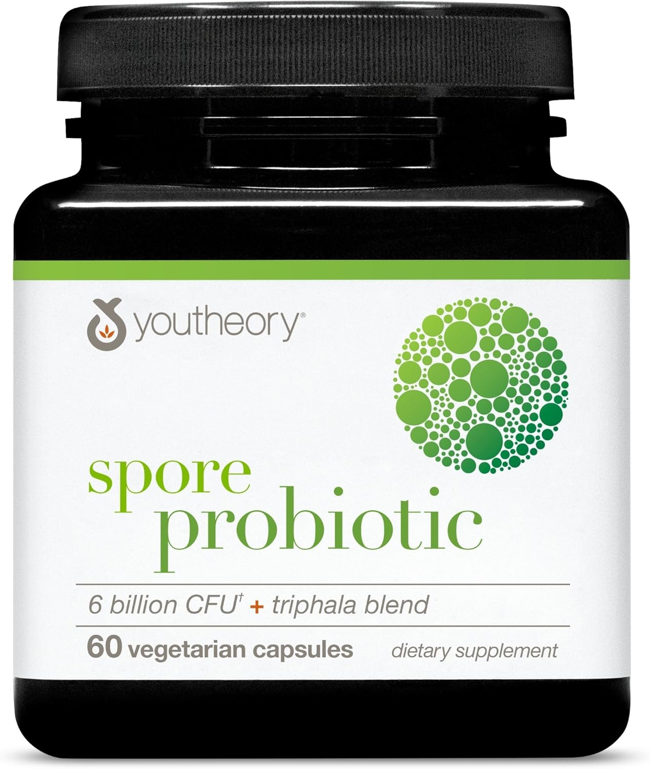 Youtheory Spore Probiotic - Probiótico con Esporas - 6 mil millones UFC - Salud Intestinal - 60 Cápsulas Vegetales